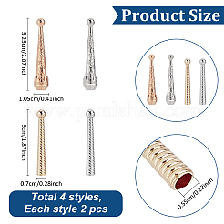 8Pcs 4 Style Alloy Cord Ends&nbsp;FIND-ME0001-09