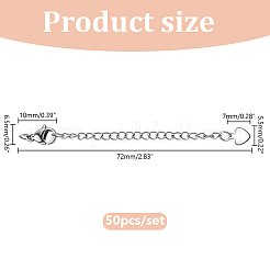 50Pcs 304 Stainless Steel Curb Chain Extender&nbsp;STAS-HY0002-27