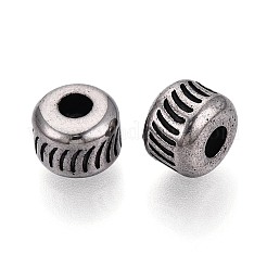 304ステンレス鋼のヨーロッパスタイルの大きな穴のビーズ  ロンデル  アンティークシルバー  10x7.5mm  穴：4mm&nbsp;STAS-T072-145AS
