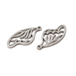変色しない304ステンレススチールペンダント  ウイングチャーム  ステンレス鋼色  25x12x1mm  穴：1.6mm&nbsp;LS-STAS-A070-04P