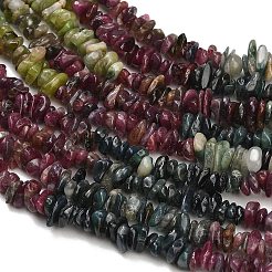 グラデーションカラーの天然マルチカラートルマリンビーズ連売り  チップ  4~9x3~5x1~3.5mm  穴：0.6mm  15.55''（39.5センチメートル）&nbsp;G-D108-A01-02
