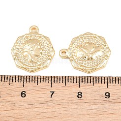 304ステンレスペンダント  女性のチャームが付いた八角形  ラックめっき  長持ちメッキ  ゴールドカラー  18x16x2.5mm  穴：1mm&nbsp;SA-CBA76DA-20G-A