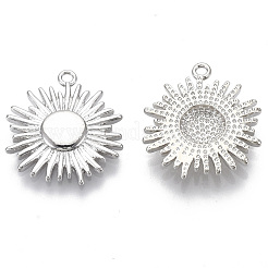 真鍮日食ペンダント  ニッケルフリー  太陽  プラチナメッキ  15.5x15x2mm  穴：1.2mm&nbsp;KK-R130-009P-NF