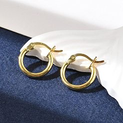 925スターリングシルバーフープピアス  女性のための分厚い小さなハギーフープピアス  18KGP本金メッキ  14x13x2mm  ピン：0.5x1mm&nbsp;STER-P047-13A-G