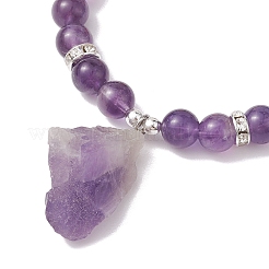 Raw Rough Natural Amethyst Charm Bracelets&nbsp;BJEW-JB10298-04
