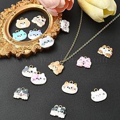 15個15スタイルアロイエナメルペンダント  猫の形  ミックスカラー  15.3~18x18~19x2.5~2.6mm  穴：1.6mm  1個/スタイル&nbsp;FIND-YW0006-19