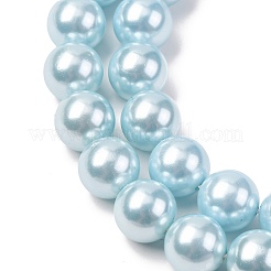 電気めっきシェルパールビーズ連売り  ラウンド  淡いターコイズ  10mm  穴：0.8mm  約39個/連  15.67''（39.8センチメートル）&nbsp;BSHE-G041-10mm-03