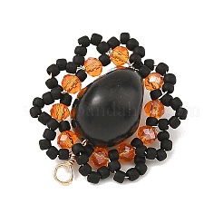 Gothic Glass Seed Beaded & Synthetic Turquoise Pendants&nbsp;PALLOY-MZ01428-01