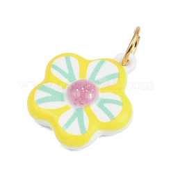 スプレー塗装された304ステンレススチールペンダント  梅の花のチャーム  ゴールドカラー  きいろ  17x15x4.5mm  穴：4.5mm&nbsp;STAS-D262-02C