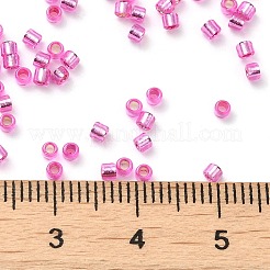 ガラスシードビーズ  銀並ぶ  シリンダー  ショッキングピンク  2x1.5mm  穴：1.4mm  約50398個/ポンド&nbsp;SEED-S042-04B-19