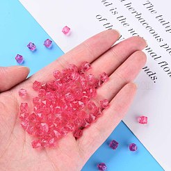 透明なアクリルビーズ  多面カット  正方形  サクランボ色  5.5x5.5x5.5mm  穴：1.8mm  約4485個/500g&nbsp;MACR-S373-112A-B05