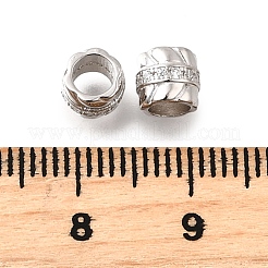 スターリングシルバーマイクロパヴェクリアキュービックジルコニアビーズ925個  コラム  プラチナメッキ  5.5x5mm  穴：3mm&nbsp;STER-F061-01A-P