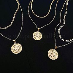 Compass Alloy Double Layer Pendant Necklaces for Women&nbsp;WH-WG93E93-01
