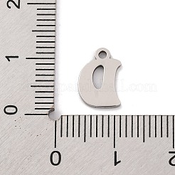 変色しない201ステンレススチールチャーム  レーザー切断  レターチャーム  文字d  10.5x7.5x1mm  穴：1.2mm&nbsp;STAS-U016-01P-D