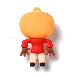 ハロウィンPVCプラスチック漫画大きなペンダント  DIYキーチェーン作成用  パンプキンチャーム  レッド  56x31x19mm  穴：3.2mm&nbsp;PVC-Q095-01C
