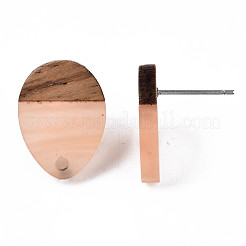 Resin & Walnut Wood Stud Earring Findings&nbsp;MAK-N032-006A-H02
