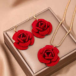Rose Iron & Plastic Pendant Necklaces & Dangle Earrings Sets for Women&nbsp;FS-WGD8499-01