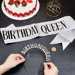 1Pc Birthday Queen Party Theme Alloy Rhinestone Hair Bands for Women&nbsp;AJEW-HY0002-47