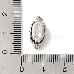 Rhodium Plated 925 Sterling Silver Micro Pave Clear Cubic Zirconia Bayonet Clasps&nbsp;STER-G038-15P
