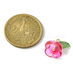 透明なアクリルパーツ  ガラスと  花のチャーム  ミックスカラー  13.5x11.5mm  穴：2.5mm  4個/セット&nbsp;PALLOY-TA00093