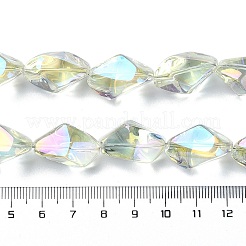 電気メッキ透明ガラスビーズ連売り  虹メッキ  ナゲット  淡黄色  22x12.5x15mm  穴：1.4mm  約30個/連  25.20''（64センチメートル）&nbsp;EGLA-E060-01A-FR01