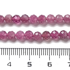 天然のレッドトルマリンビーズ連売り  多面カット  ラウンド  4mm  穴：0.7mm  約90個/連  15.35''（39センチメートル）&nbsp;G-B109-A01-01