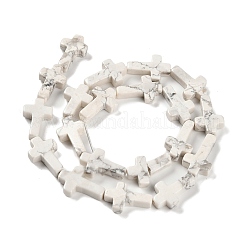天然石ハウライトビーズ連売り  クロス  20.5x12.5x4.5mm  穴：1mm  約19個/連  15.55''（39.5センチメートル）&nbsp;G-I337-A07-01