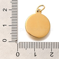 PVD 真空メッキ 304 ステンレススチール パヴェ シェル フラット ラウンド ムーン ペンダント付き  18KGP本金メッキ  18x15x3mm  穴：4.2mm&nbsp;STAS-U035-37G