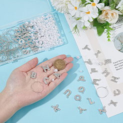 DIY ワイングラスチャーム作成キット  ABSプラスチックイミテーションパールビーズを含む  真鍮のワイングラスのチャームリング  合金マイクロパヴェキュービックジルコニアラインストーンペンダント  ミックスカラー  16~18.5x11.5~17x2mm  穴：2mm&nbsp;DIY-BM0001-24