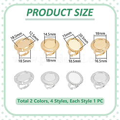 8個8スタイル304ステンレススチールカフリング部品  パッドリングのセッティング  ミックスカラー  トレイ：14.5~20.5x12.5~16.5mm  内径：18~18.5mm  1個/スタイル&nbsp;STAS-UN0064-33