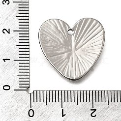 304ステンレスペンダント  ハート  テクスチャ  ステンレス鋼色  21.5x22x2mm  穴：1.8mm&nbsp;STAS-Z163-01P-02