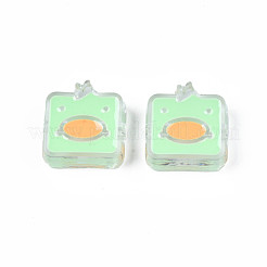 透明なアクリルビーズ  エナメル  アヒルと正方形  淡緑色  24x23x8mm  穴：3mm&nbsp;ACRC-S039-09B