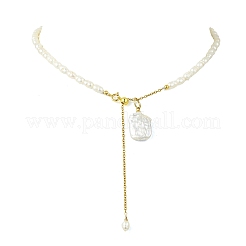 Adjustable Baroque Natural Keshi Pearl Pendant Natural Pearl Rice Beaded Lariat Necklaces for Women&nbsp;NJEW-JN06343-02
