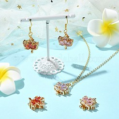 5個5スタイルの金メッキ真鍮ボックス留め金  マルチ連クラスプ  ガラスと  カエデの葉  ミックスカラー  18.5~22x17x8mm  穴：1.2~1.4mm  1個/スタイル&nbsp;KK-CJ0002-22