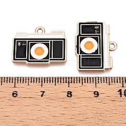 合金エナメルチャーム  鉛フリー＆カドミウムフリー  カメラチャーム  ゴールドカラー  ブラック  16x21x1.5mm  穴：1.6mm&nbsp;ENAM-T020-88