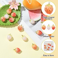 12個 3色熱収縮プラスチックエナメルペンダント  金色の真鍮ループ  花  ミックスカラー  17x11.5mm  穴：1.6mm  4個/カラー&nbsp;KY-CJ0002-12