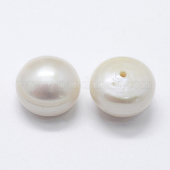 天然な培養された淡水パールビーズ  グレード3 A  片穴  ロンデル  フローラルホワイト  11~12x8mm  穴：0.8mm  32個/ボードについて&nbsp;PEAR-P056-041