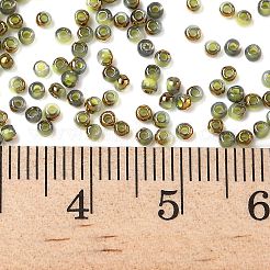 電気メッキガラスビーズ  ラウンド  黄金メッキ  黄緑  2x1.5mm  穴：0.7mm  700個/セット&nbsp;GLAA-Q120-02A-05