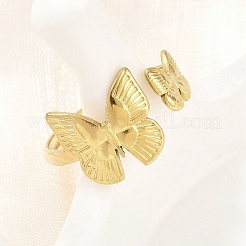 304 Stainless Steel Cuff Open Rings for Women&nbsp;RJEW-A102-07G