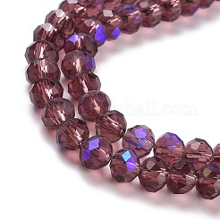 電気メッキガラスビーズセット  半分虹メッキ  多面カット  ロンデル  パープル  2.9~3.3x2mm  穴：0.8mm  約135~140個/連  32~34cm&nbsp;EGLA-A044-T2mm-L13