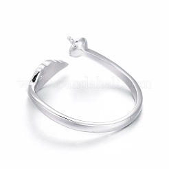 Rhodium Plated 925 Sterling Silver Cuff Rings&nbsp;STER-F048-17P
