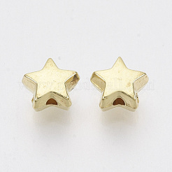 CCBプラスチックビーズ  スター  ゴールドカラー  6x6.5x3.5mm  穴：1.2mm  約7690個/500g&nbsp;CCB-S163-010A-01
