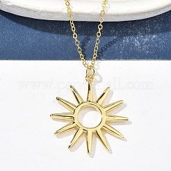 Brass Hollow Sun Pendant Necklaces for Women&nbsp;NJEW-S449-06G