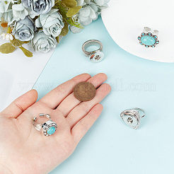 女性と男性のための4つのスタイルの合金スナップリング4個  プラチナ  内径：17~19.5mm&nbsp;RJEW-DR0001-03B
