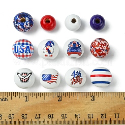 75Pcs 12 Styles Independence Day Theme Wood European Beads&nbsp;WOOD-FS0001-22