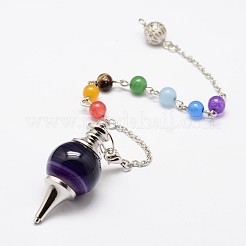 Dyed Natural Agate Beaded Pendulum Charm Bracelets&nbsp;BJEW-F193-M