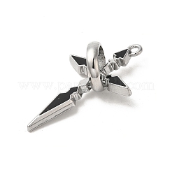 合金エナメルチャーム  プラチナ  クロス＆リングチャーム  ブラック  47.5x29x16mm  穴：2.4mm&nbsp;FIND-G067-12P
