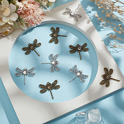 Tibetan Style Alloy Pendant Cabochon Settings with Transparent Glass Cabochons&nbsp;DIY-GO0002-31B