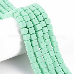 手作り樹脂粘土ビーズ連売り  キューブ  アクアマリン  6x6x6mm  穴：1.2mm  約62個/連  14.84インチ〜15.75インチ（37.7cm〜40cm）&nbsp;X-CLAY-T020-09B