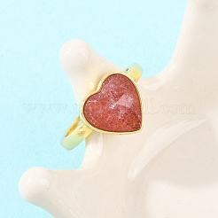 Natural Strawberry Quartz Finger Rings with Brass Findings&nbsp;G-H353-03G-05